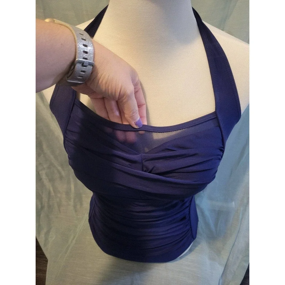 NWOT Navy blue halter One Piece Swimsuit medium